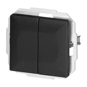 Ugradbeni dvostruki trostruki prekidac Pearl, 10A, 250V, WP-2/5P, crni