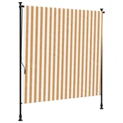 Vidaxl Zunanje rolo senčilo oranžno in belo 200x270 cm tkanina jeklo