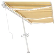 Vidaxl Ročno zložljiva tenda z LED lučkami 600x300 cm rumena in bela