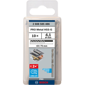Sveder standardne dolžine PRO Metal HSS-G, 4,1 x 43 x 75 mm, 10 kosov