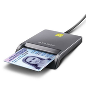 AXAGON CRE-SM3T, USB-A FlatReader kontaktni bralnik kartic Pametna kartica (eObčanka), kabel 1,3 m