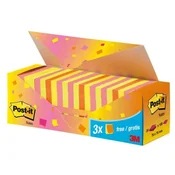 Samolepilni listek Post-it Super Sticky, 76x76 mm, mešanica neonskih barv, znižana embalaža