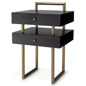 Casa Padrino Luxury Side Table with 2 Drawers Brass/Dark Brown 50 x 44 x H. 79 cm - Living Room Furniture - Living Room Furnishings - Luxury Furniture - Luxury Furnishings - Luxury Quality