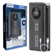 shumee Prenosna baterija 20000 mAh 22,5 W USB-C USB-A Lightning LCD PD QC hitro polnjenje