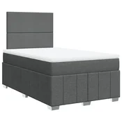 Vidaxl Box spring postelja z vzmetnico temno siva 120x190 cm blago