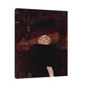Canvas Slika na platnu Dame mit Hut und Federboa, Gustav Klimt, Bez rama, 80 x 100 cm