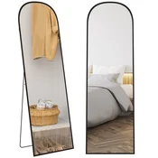 HOMCOM Moderno obokano talno ogledalo, 50x161.5cm stensko in samostoječe ogledalo v celem telesu iz kaljenega stekla z okvirjem iz aluminijeve zlitine, za spalnico dnevno sobo vhod, črno