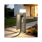 BRILAGI - Zunanja svetilka z 2 vtičnicama SCHUKO PILLAR 1xG9/11W/230V IP44 siva