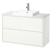 HAVBÄCK/ORRSJÖN Umival omar+predali/umivalnik/armat, bela/bela imitacija marmorja, 102x49x71 cm