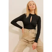 Trend Alacati Stili Ženska bluza dugih rukava ALC-X11052, Rolka, Crna
