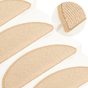Prostirke za stepenice 15 kom 56x17x3 cm krem poluokrugle