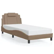 Vidaxl Posteljni okvir brez vzmetnice Viana kapučino 90x190 cm umetno usnje