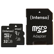 Intenso Doppelpack microSDHC 32GB UHS-I Premium inkl. SD-Adapter - High Capacity SD (MicroSDHC) 10.razred