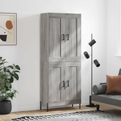 Greatstore Visoka komoda siva sonoma 69,5x34x180 cm inženirski les
