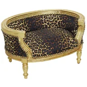 Casa Padrino Baroque Dog Bed & Cat Bed Leopard Pattern/Antique Gold - Handmade Dog & Cat Sofa in Baroque Style - Baroque Dog & Cat Furniture - Baroque Pet Furniture