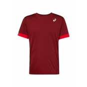 ASICS Tehnicka sportska majica Court, crvena / tamno crvena / bijela