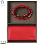Princ Leather Ženski poklon set novcanik i kaiš, Crveni