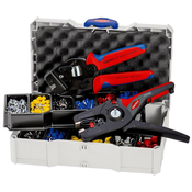 Knipex automatska klešta za skidanje izolacije PreciStrip16 + samopodešavajuca klešta za hilzne u TANOS MINI-systainer® plasticnoj kutiji sa izolovanim hilznama (97 90 15)