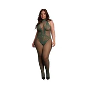 Obsessive Bodystocking Queen Size Lace & Fishnet, Halter, XL-4XL LDS087A