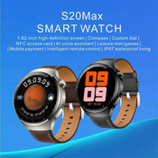 Smart Plus Pametna ura S20 Max 1,62 palca - Bluetooth klici, kompas, NFC, AI glasovne funkcije, brezžično polnjenje, šport in spremljanje telesne pripravljenosti za moške Silver