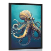 Plakat modro zlata hobotnica - 40x60 no frame