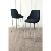 Hanah Home set od 2 barskih stolica Tera, antracit tkanina Babyface, hromirane metalne noge
