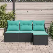 vidaXL vidaXL Kavčna garnitura 4 pcs Črna poli ratan, (5000153173)
