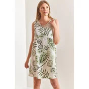 Bianco Lucci Womens Multi Floral Patterned Linen Dress