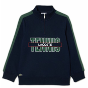 Djecacki sportski pulover Lacoste Tennis Print Quarter-Zip Sweatshirt - navy blue/dark green