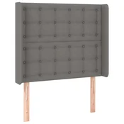 Vidaxl Vzglavje z ušesi temno sivo 103x16x118/128 cm blago