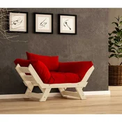 Hanah Home Baštenska sofa sa jednim sedištem i jastukom, Naturalna i crvena