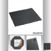shumee SERVIRNI KROŽNIK 20x20 cm črne barve IZ NARAVNEGA SKRILAVCA
