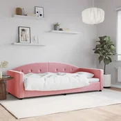 shumee vidaXL Kavč z ležiščem roza 90x200 cm oblazinjen z žametom