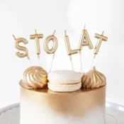 PartyPal Zlata sveča z napisom SREČEN ROJSTNI DAN za ZLATI rojstni dan
