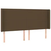Vidaxl Vzglavje z ušesi temno rjavo 163x16x118/128 cm blago