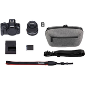 Canon Set Fotoaparat r50 bk+ Objektiv RF-S18-45 S, bag, sd
