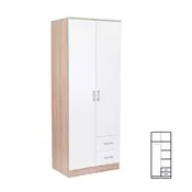 Garderobna omara Miami 80x205 cm bela-sonoma hrast