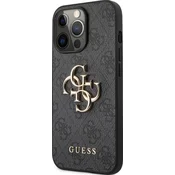 GUHCP13L4GMGGR Guess PU 4G kovinski logotip zadnji pokrov za iPhone 13 Pro siv