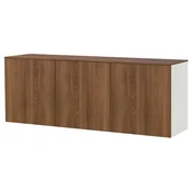 BESTA Sestav visečih omaric, bela rjava/Lappviken imitacija oreha, 180x42x65 cm