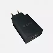 APPROX punjač za telefon - 2 USB 2.0 priključka, 5V/2.4A, crni APPUSBWALL24B
