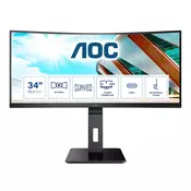 Monitor 34 AOC CU34P2C Black VA, 21:9, 3440x1440, 100Hz, 4ms, 300 cd/m2,...