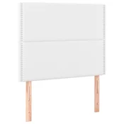 Vidaxl Vzglavje postelje belo 100x5x118/128 cm umetno usnje