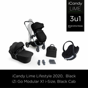 ICANDY kolica x BeSafe (3u1 paket): Lime Black+iZi Go Modular X1 i-Size, Black Cab crna