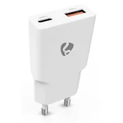 NEDIS omrežni polnilnik/ 20 W/ PD 3.0/ hitro polnjenje/ 1,5 / 2,0 / 2,22 / 3,0 A/ USB-A/ USB-C/ bel
