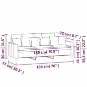 Trosjed crvena boja vina 180 cm baršunasti