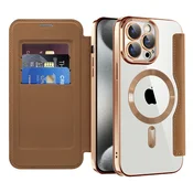 Etui SmartMag Book z Magsafe tehnologijo in RFID denarnico za iPhone 15 Pro - brown