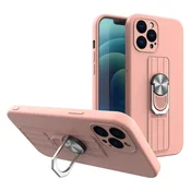 Ovitek Hurtel Ring Case za iPhone XS Max, silikonski, z oporo in stojalom, roza