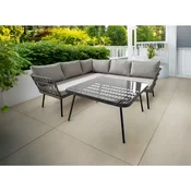 Garden Line SET ZGRAJENIH ZUNANJIH KOSOV (KOTNI KAVČ, MIZICA) - SIVA, BLJAKI - SIVA *3385