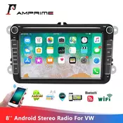 AMPrime Android Double Din GPS Car Stereo Radio 8”Touch Screen Car MP5 Player with Bluetooth GPS FM Radio Receiver For VW Skoda