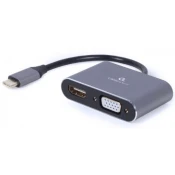 Adapter A-USB3C-HDMIVGA-01 USB Type-C to HDMI + VGA sivi